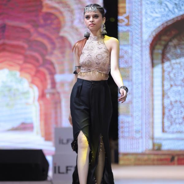 Crop Top and Slit Pants Set