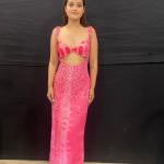 Pink Batik-Dyed Cut-Out Evening Gown