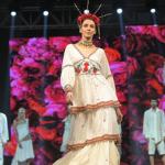 White Tiered Gown with Hand-Embroidered Belt