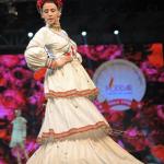 White Tiered Gown with Hand-Embroidered Belt